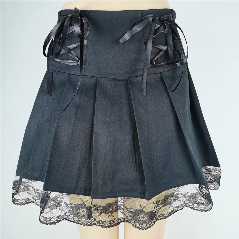 Women's Harajuku Punk Gothic Mini Skirt™ High Waist Patchwork Bandage Skirt