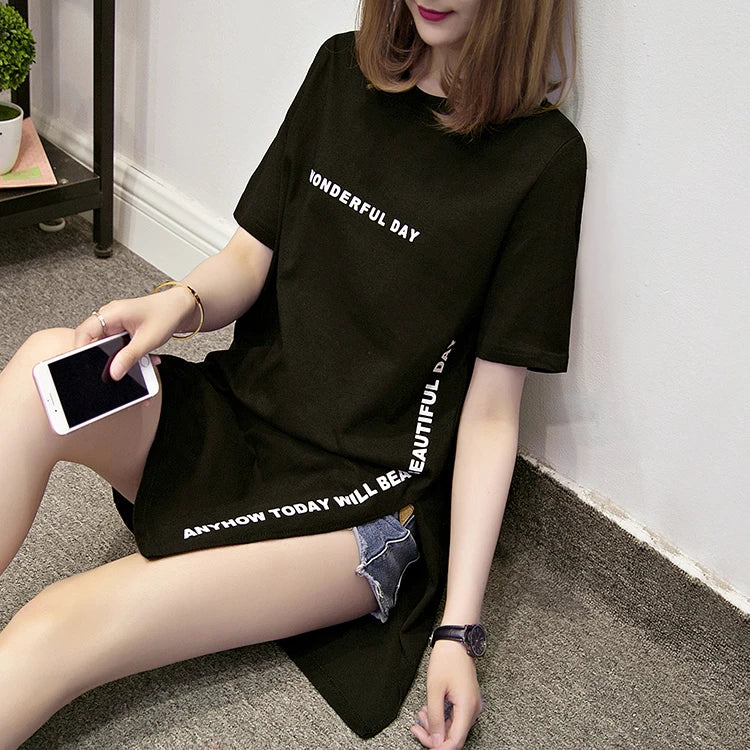 Women's T-shirts™ Summer Loose Slit Tops Cotton Short sleeve t-shirt