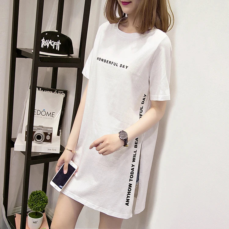 Women's T-shirts™ Summer Loose Slit Tops Cotton Short sleeve t-shirt