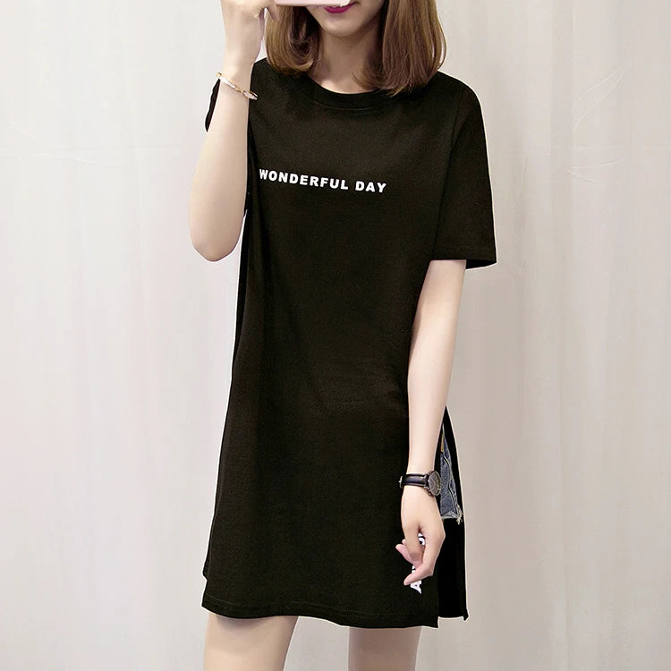 Women's T-shirts™ Summer Loose Slit Tops Cotton Short sleeve t-shirt
