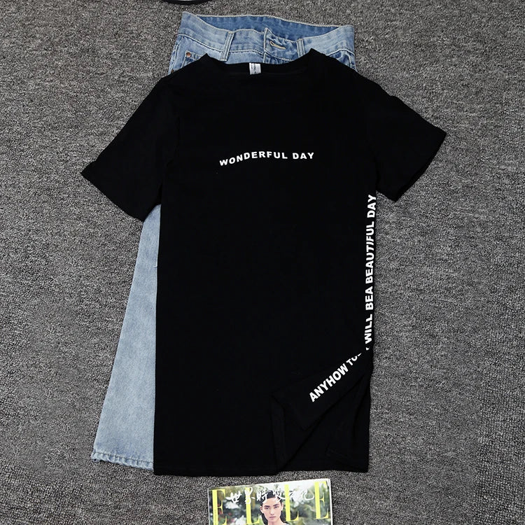 Women's T-shirts™ Summer Loose Slit Tops Cotton Short sleeve t-shirt