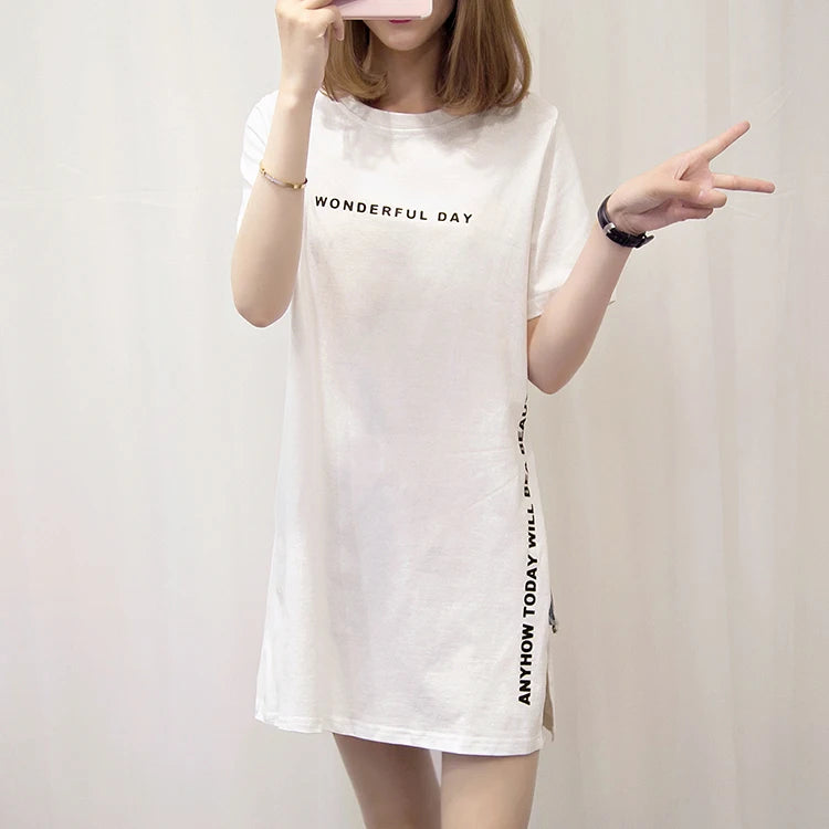 Women's T-shirts™ Summer Loose Slit Tops Cotton Short sleeve t-shirt