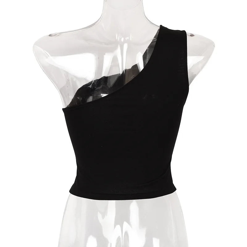 Women's Crop Tank Top™ One Shoulder Summer Outfits Elastic Tops