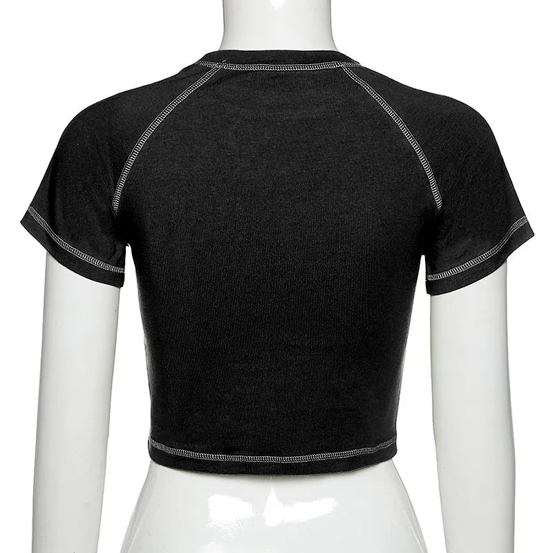 Women's T-Shirt™ Harajuku crop Top Retro Korean Black Demon Punk Gothic Anime Print T-Shirt