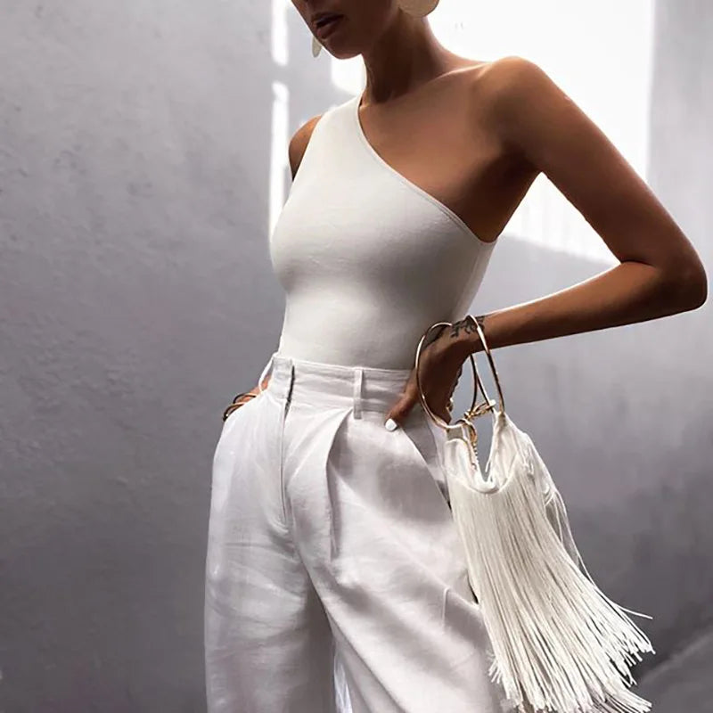 Women's Crop Tank Top™ One Shoulder Summer Outfits Elastic Tops