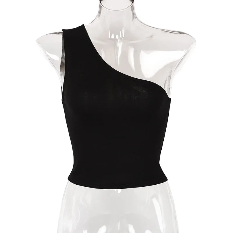 Women's Crop Tank Top™ One Shoulder Summer Outfits Elastic Tops