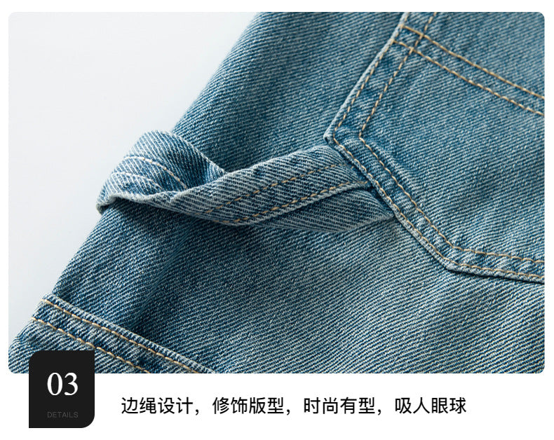 Boys Cargo Jeans™ Teenage Wide Leg Denim Loose Pockets Pants