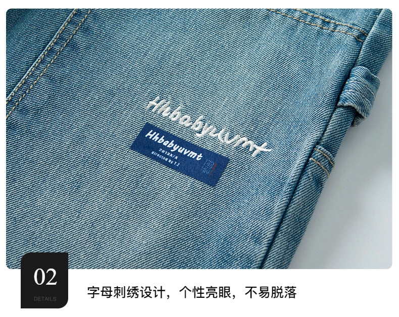 Boys Cargo Jeans™ Teenage Wide Leg Denim Loose Pockets Pants