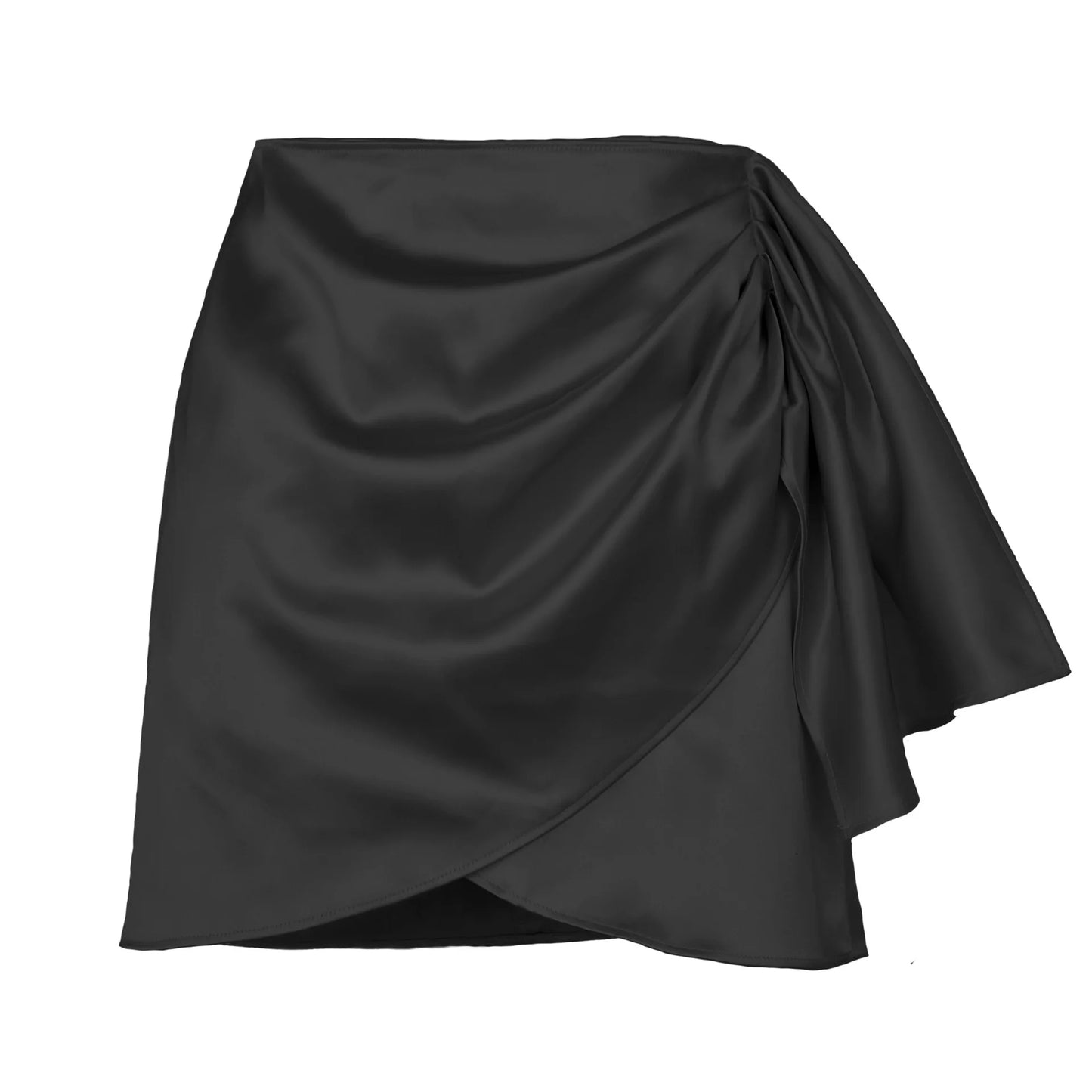 Women's Skirt™ Irregular Zipper Skirt Pleated Solid Color Satin High Waist Short Skirts