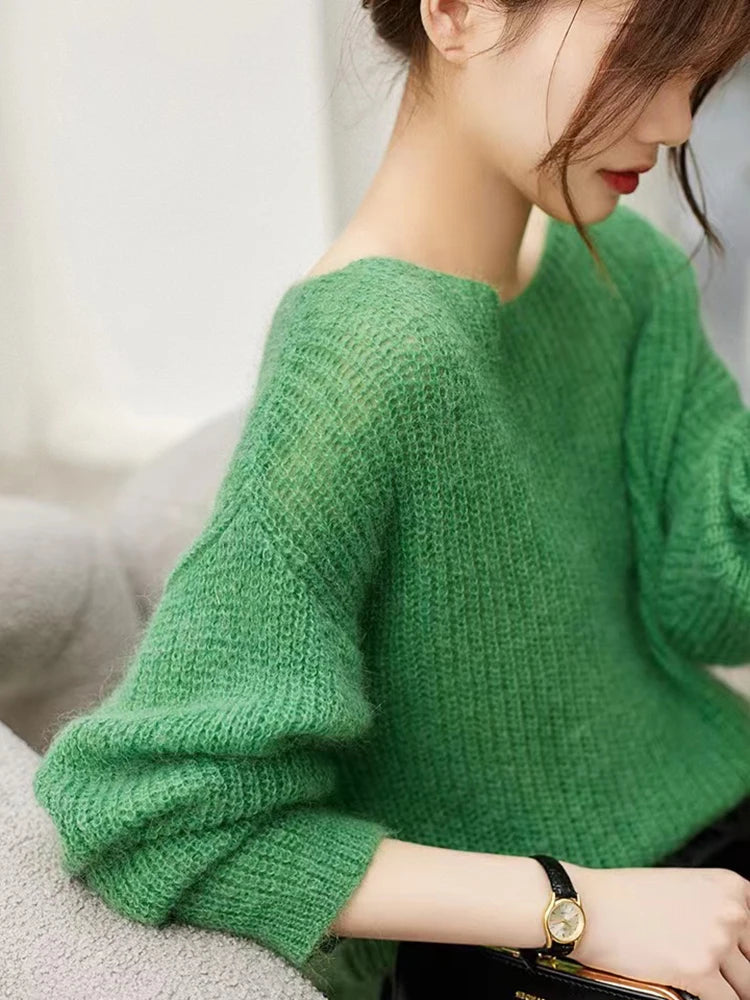Women's Elegant See-through Sweater™ Loose Soft Knitwear Cashmere Tops