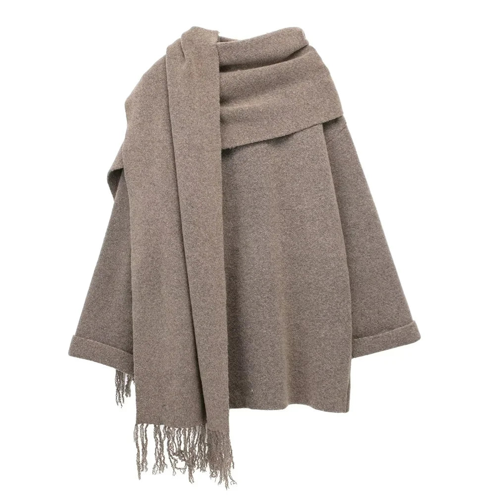 UNIZERA Women's Coat™ Short Scarf Knitted Coat
