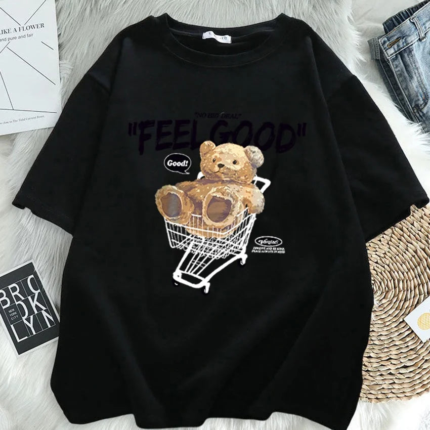Women's Cartoon Bear Short Sleeve T-shirt™ Loose Korean Style T-Shirt