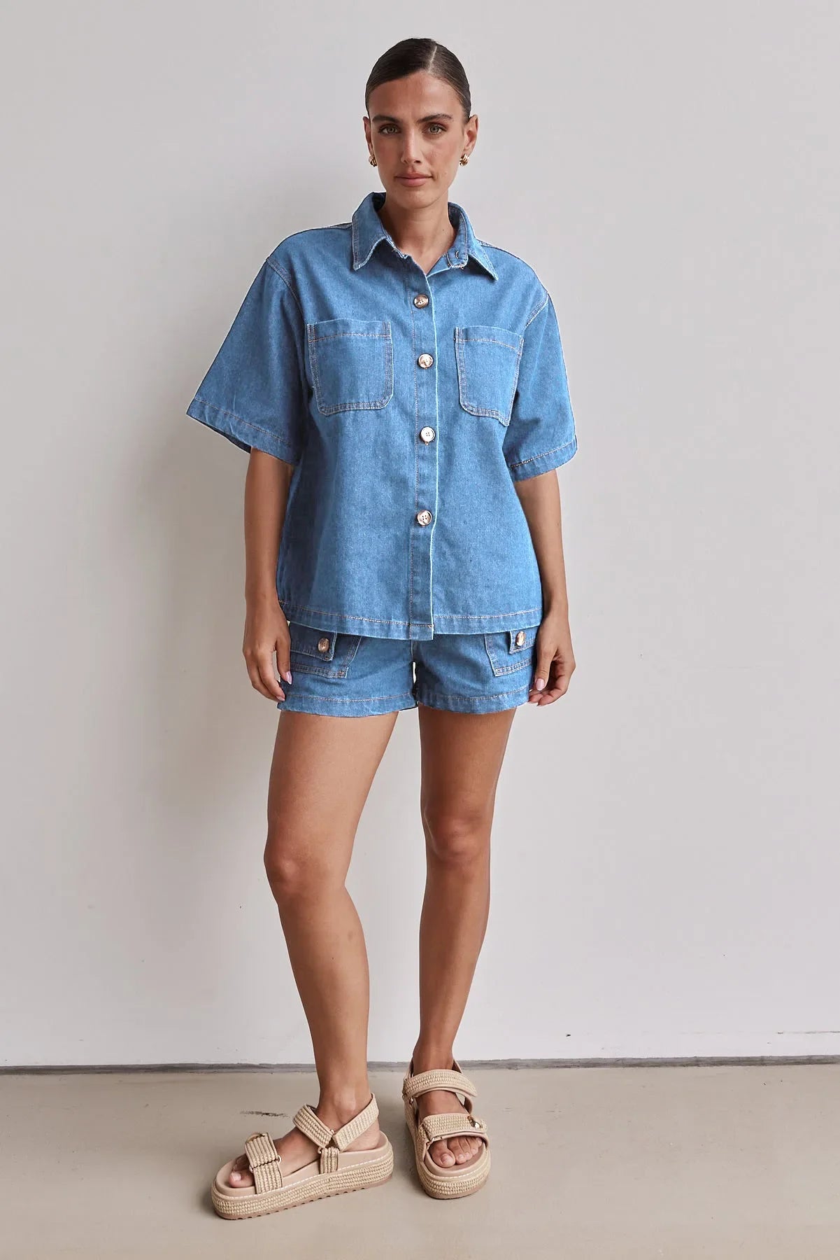 Women's Cross-Border Summer Suit™ Casual Vintage Loose-Fit Denim Shorts Suit