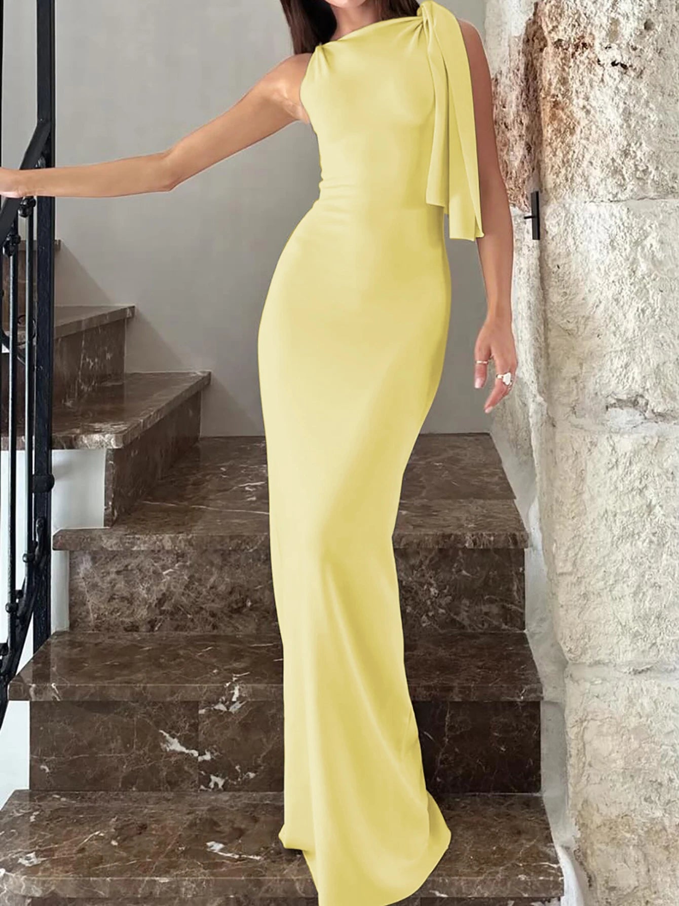 Women's Solid O Neck Sleeveless Patchwork Dress™ Bodycon Maxi Prom Summer Dress