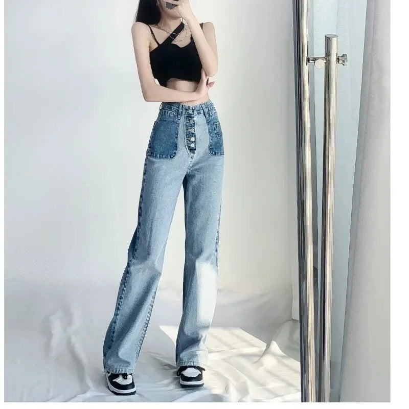 Women's High-Waisted Slim Jeans™ Plus Size Straight-Leg Long Pants