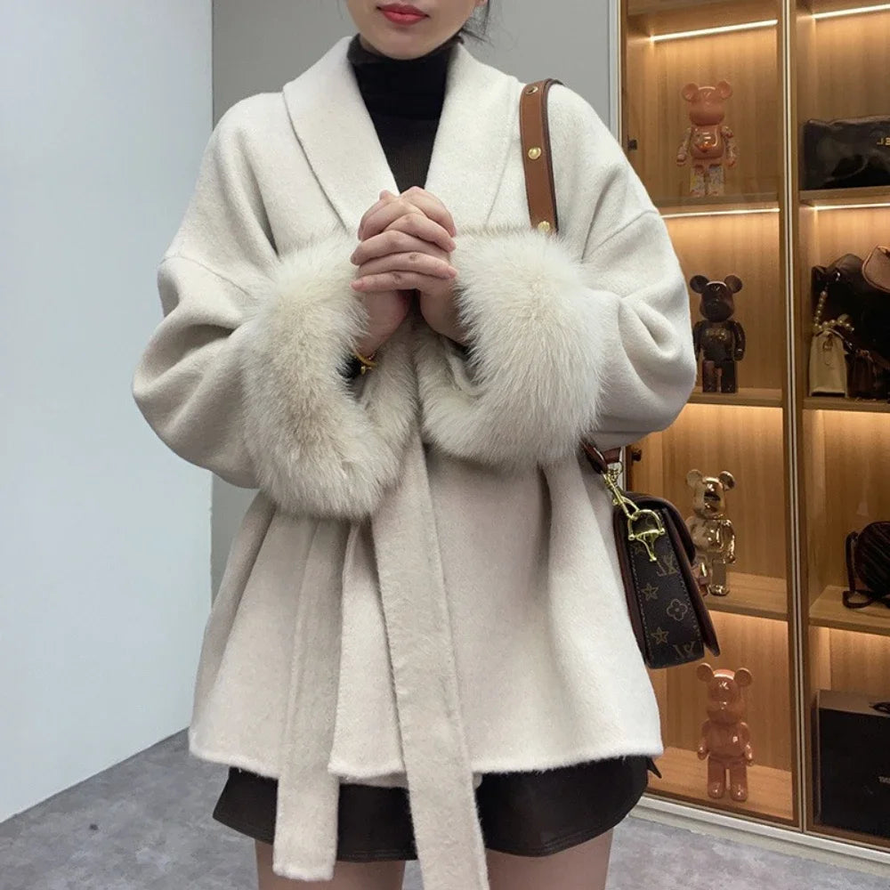 Women's Faux Fox™ Cashmere Short Jacket High End Double-sided Wool Fur Coat