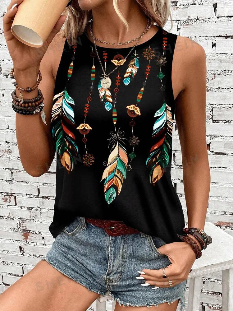 Women's Print Tank Tops™ Outdoor Summer Sleeveless Crew-neck Tank Top