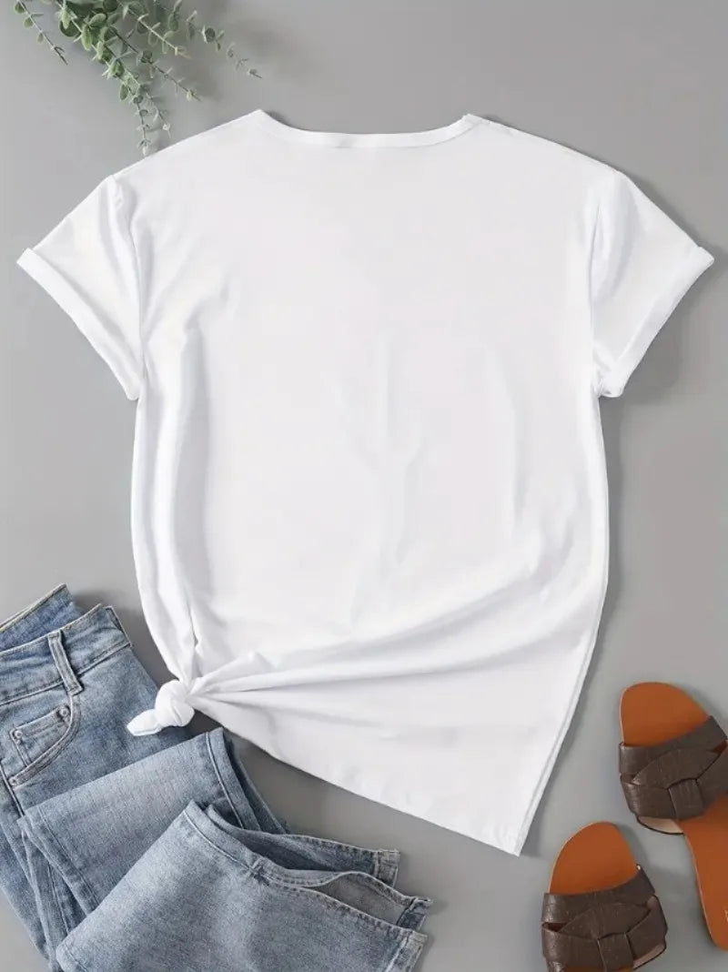 Women's Hi Print T-shirt Loose Slim Half Sleeve T-Shirt