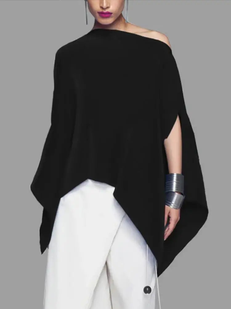 Women 's Irregularly Cut Tops™ Skew Collar Batwing Sleeves Loose T-shirt