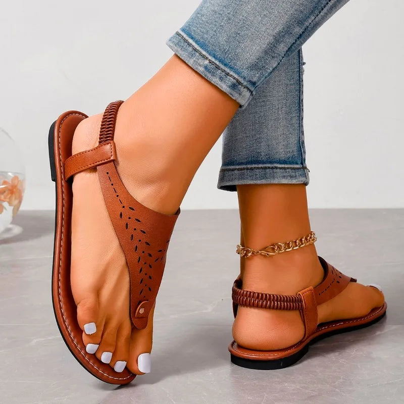 Women's Sandals Open Toe Casual Sandals™ Rivet Elastic Band Flat Heel Soft Bottom Sandals