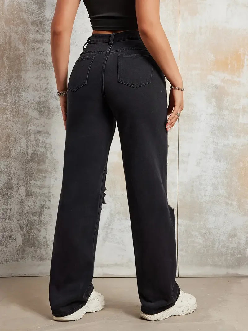 Women's Jeans™ Print Ripped Straight Jeans