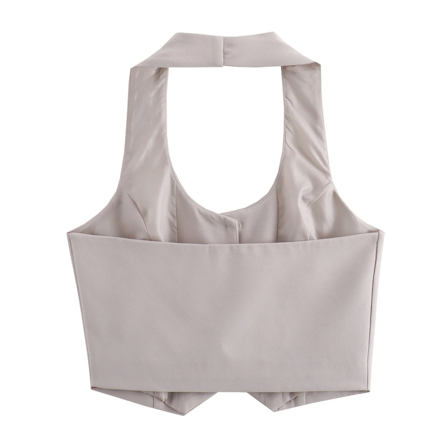 Women's TRAFZA Suit™ Single Breasted Halter Cropped Top and High Waist Patchwork Trouser Sets