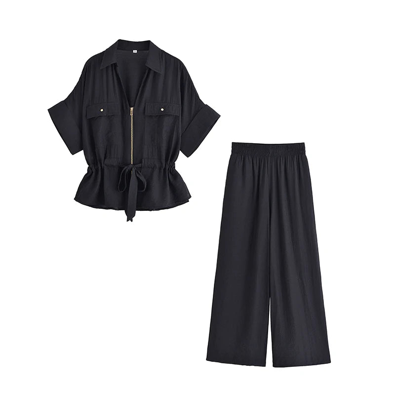 Women' Summer SUIT™ Elastic Waist Pants+ Short Sleeve T-shirt 2-piece Set