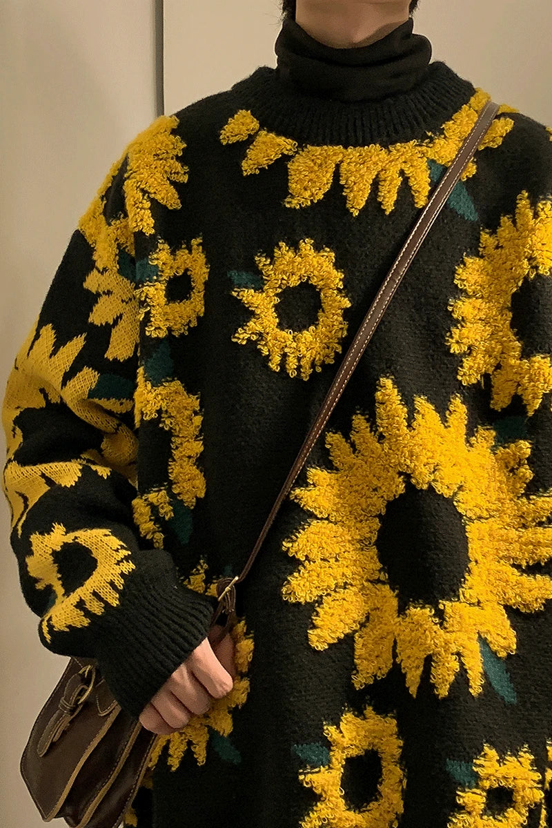 Men's Flocking Floral Sweater™ Baggy Spring Autumn Japanese Style Retro Knitwear