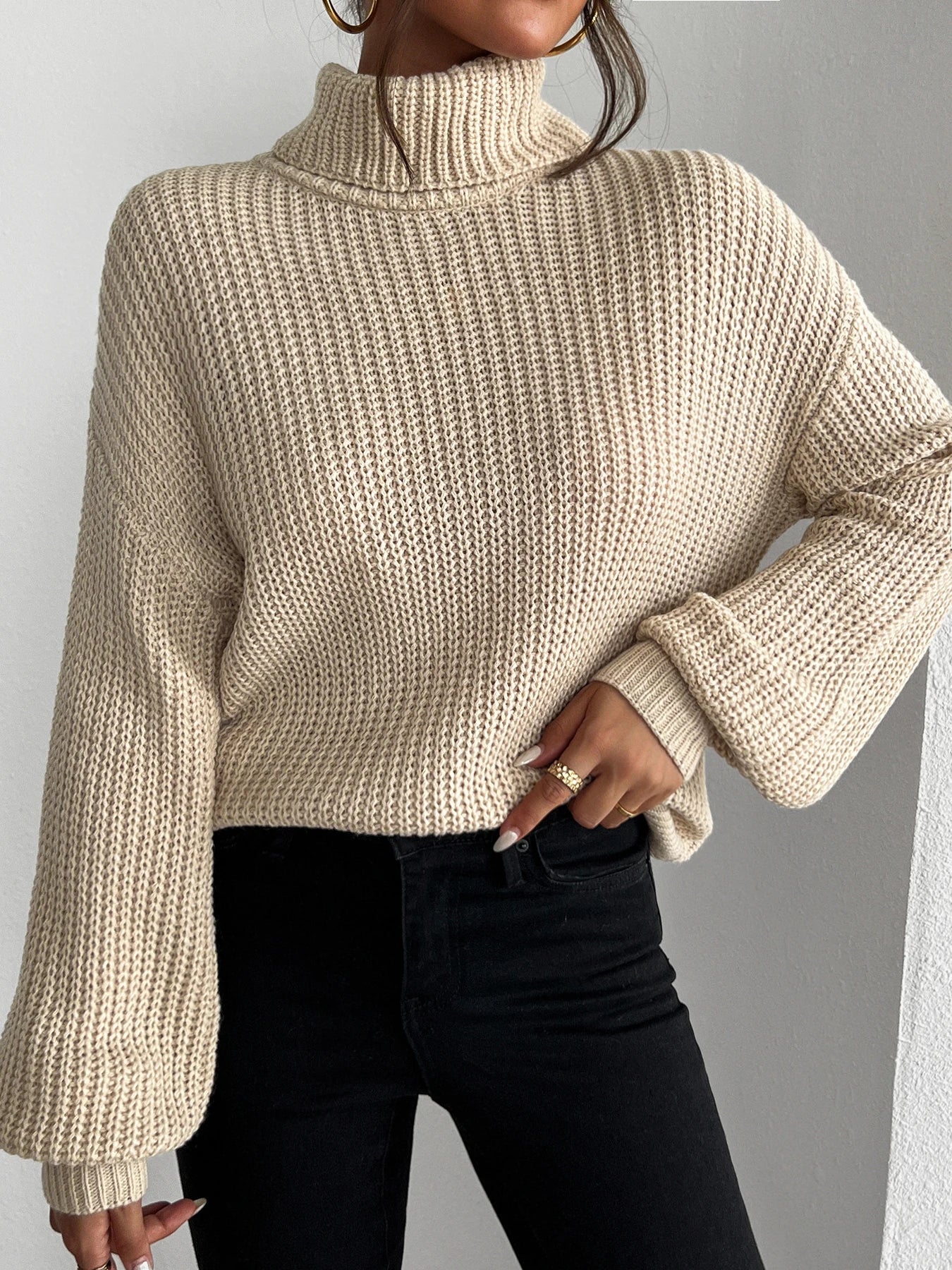 Women's autumn and winter pullover™ high neck long sleeved sweater