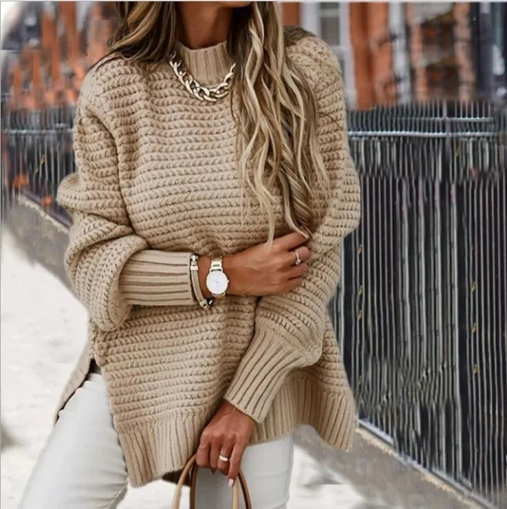Women's Knitted Pullover ™ Loose Long Sleeve Crew Neck Sweater