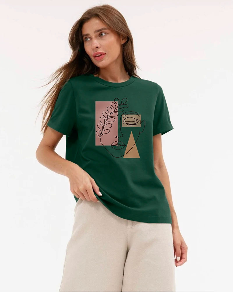 Women's Hirsionsan Aesthetic Character Printed T Shirt™ Vintage Soft Summer Cotton Basic Loose Tops