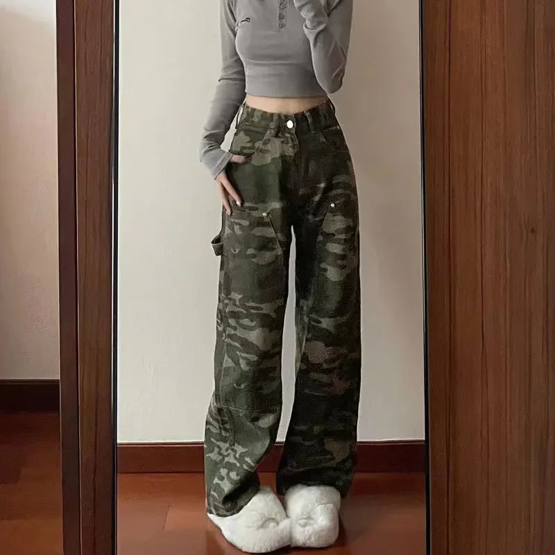 Women's Hip Hop Street Style American Camouflage Jeans™ Wide Leg Loose Fit Pants