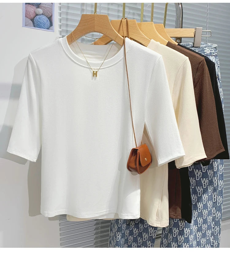 Women's T-shirt™ AOSSVIAO Summer Cotton Crew Neck Short Sleeve Tops Shirts
