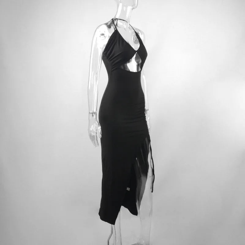 Women's Backless Hollow Out Summer Dress™ Sleeveless Lace-up Halter Bodycon Elegant Split Dress
