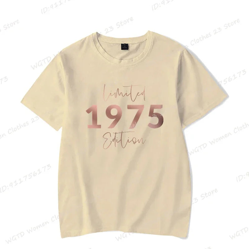 Women's Short Sleeve Crew Neck Tops™ Limited Edition 1975 Vintage Letter Print T-Shirts