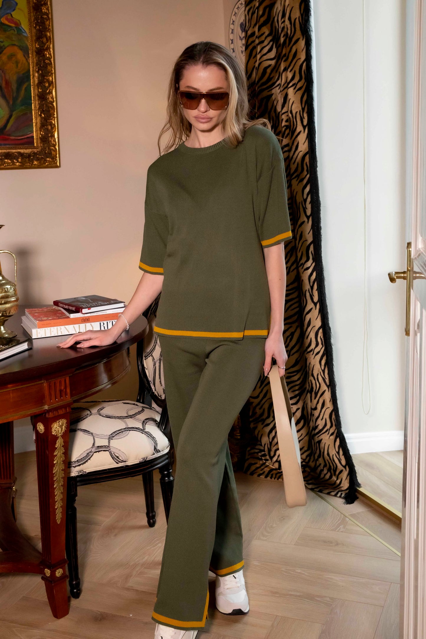 Women's Loungewear Two Piece Set™ Casual Slit Short Sleeve Knitted Two Piece Sets 's