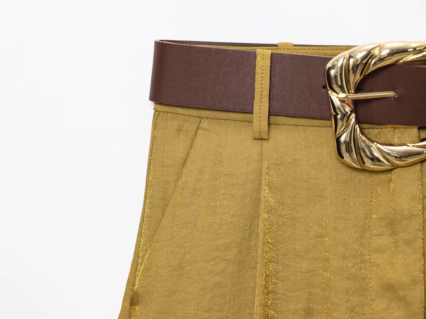 Women's Solid Color Belt Satin Pants™ Textured Wide Leg Casual Pants