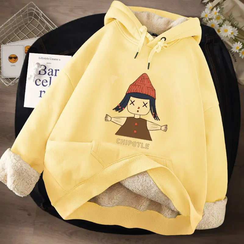 Women's Lamb Wool Pullovers™ Velvet Cartoon Hoodies