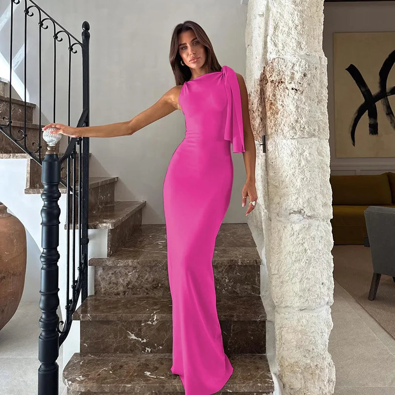 Women's Solid O Neck Sleeveless Patchwork Dress™ Bodycon Maxi Prom Summer Dress