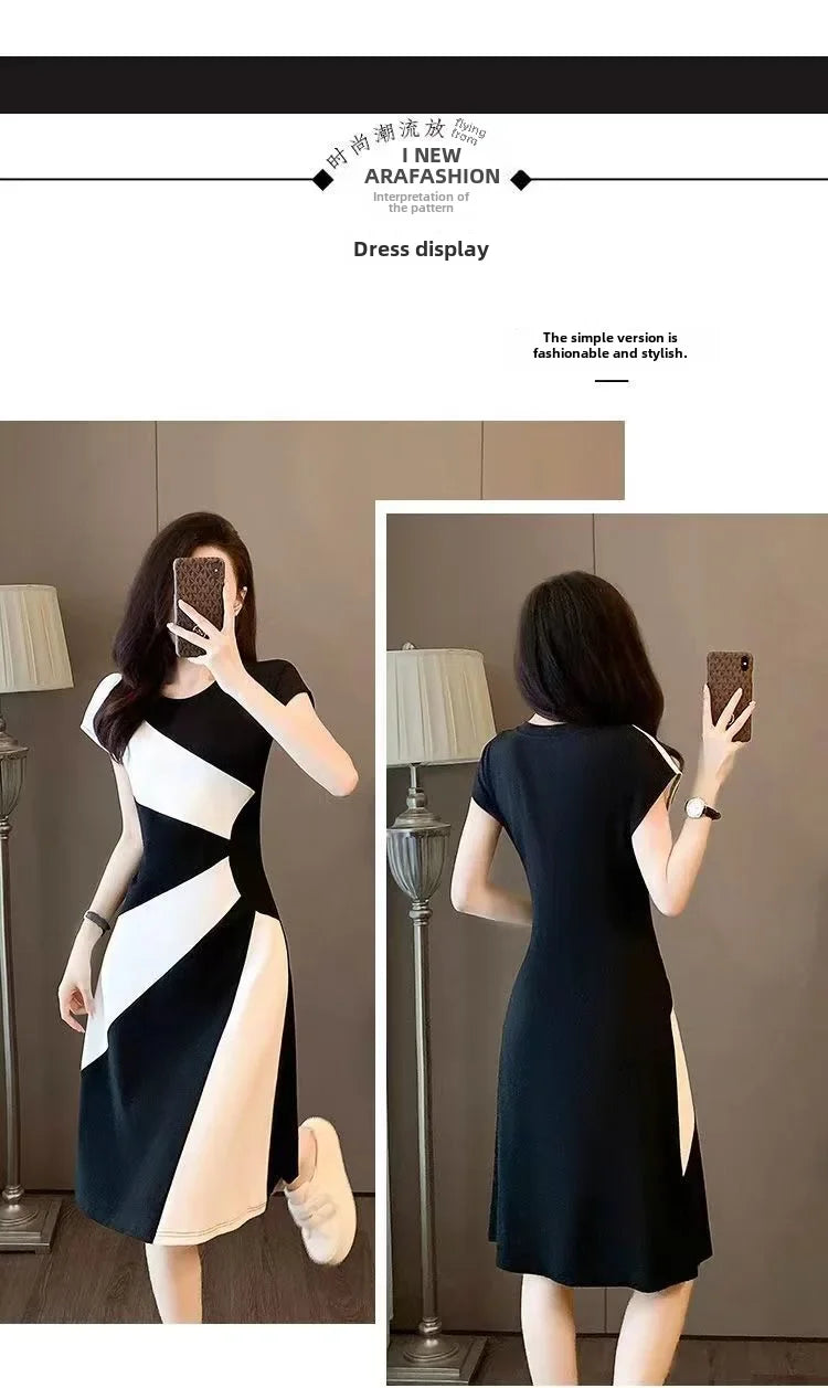 Women's Elegant Slimming Dress™ Black White Contrast Casual Dress