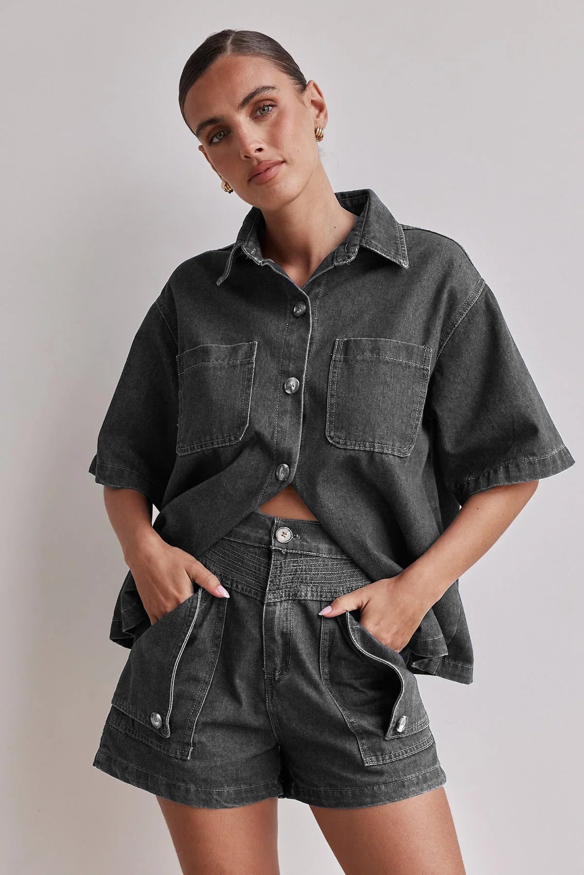 Women's Cross-Border Summer Suit™ Casual Vintage Loose-Fit Denim Shorts Suit