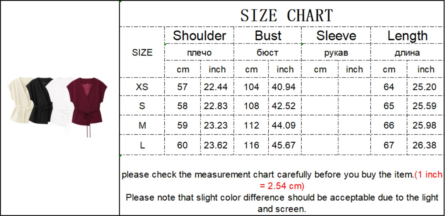 Women's TFMLN Suits™ Sleeveless V-Neck Top With Belt + Straight Pants Set