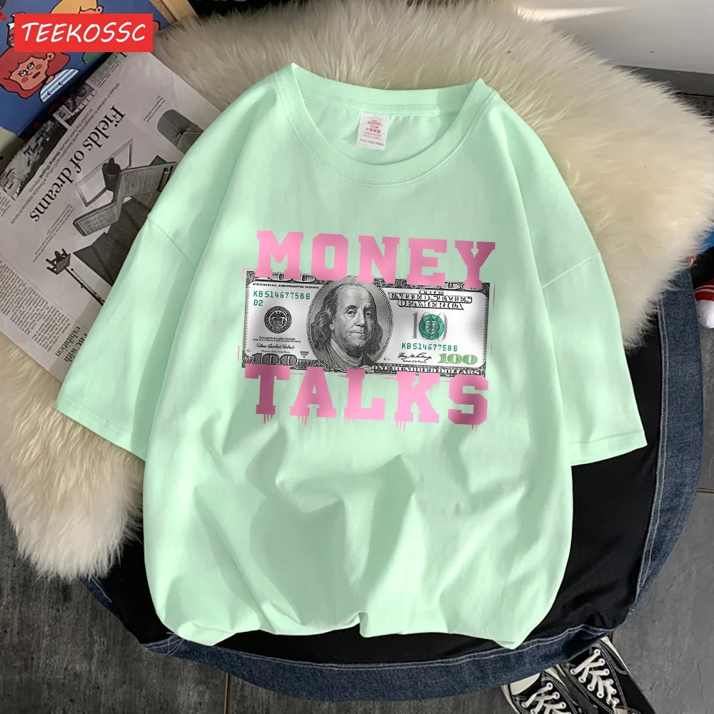 Women's T-Shirt™ Money Talks Us Dollar Short Sleeve T Shirts