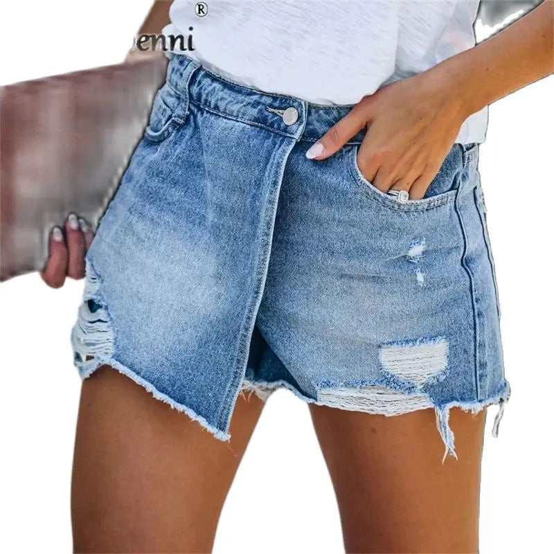 Women's Ripped Denim Shorts™ High Waist Bodycon Distressed Pockets Short Jeans