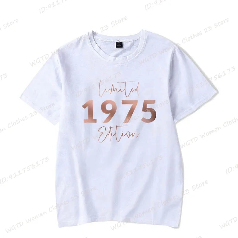 Women's Short Sleeve Crew Neck Tops™ Limited Edition 1975 Vintage Letter Print T-Shirts