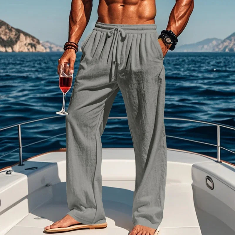 Men's Casual Linen Suit™ Long Sleeve Crew Neck T-shirt +Loose Fit Pants