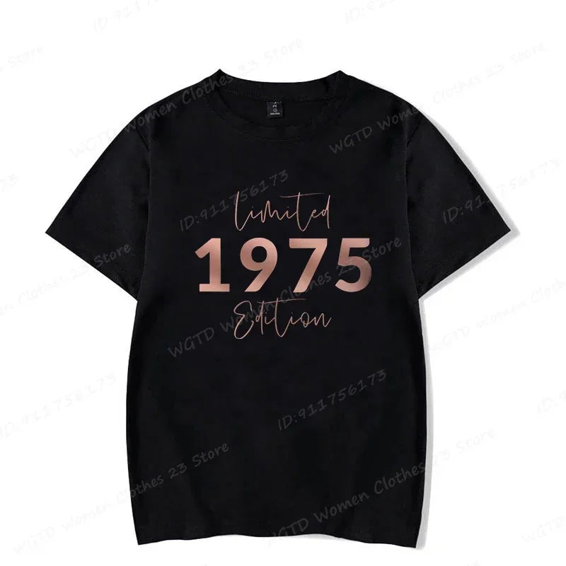 Women's Short Sleeve Crew Neck Tops™ Limited Edition 1975 Vintage Letter Print T-Shirts