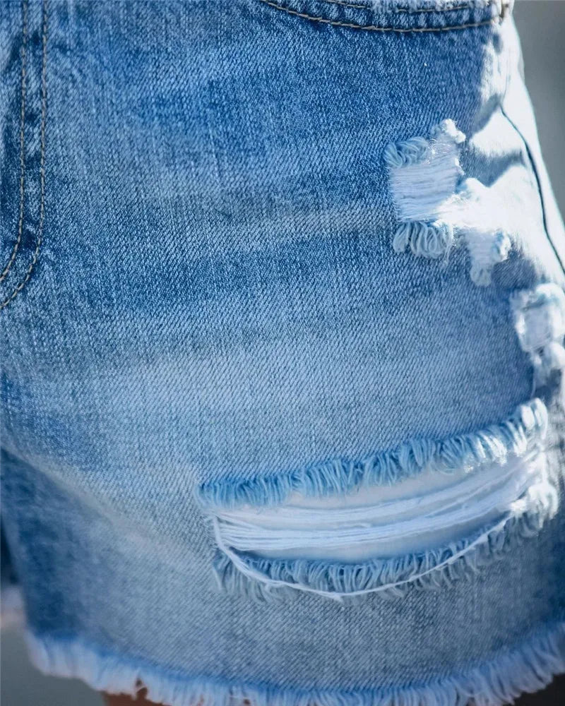 Women's Fashion Ripped High Waisted Rolled Denim Shorts™ Vintage Summer Casual Pocket Short Jeans