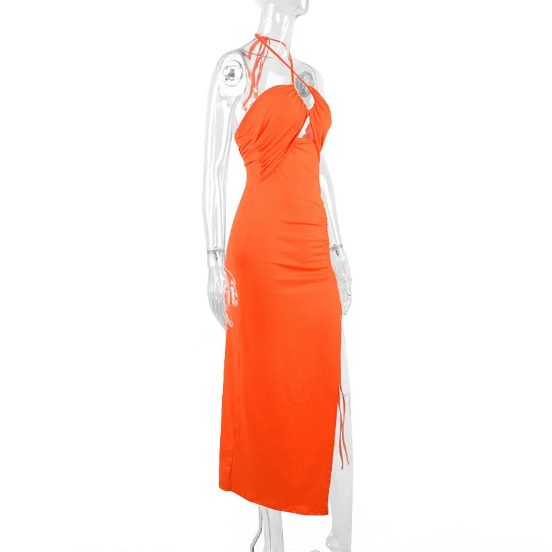 Women's Backless Hollow Out Summer Dress™ Sleeveless Lace-up Halter Bodycon Elegant Split Dress