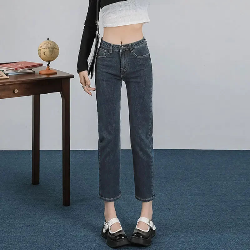 Women's High-waist Straight-leg Jeans™ Versatile Slim Pants